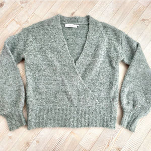 ASTR The Label Oversized Faux Wrap Sweater | Sage Size M